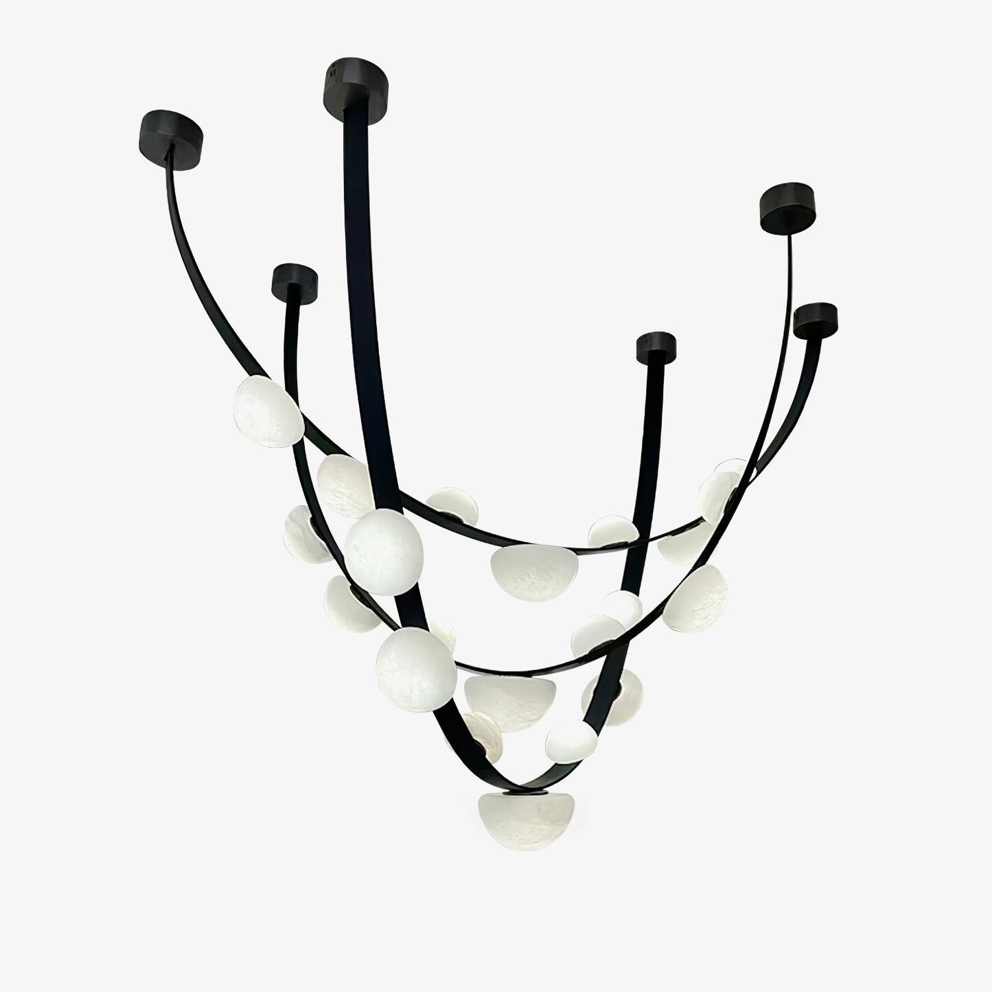 Dew Drops Alabaster Chandelier - Elegant Design with Adjustable Height