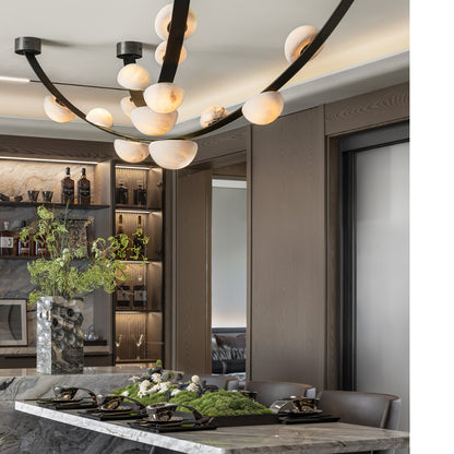Dew Drops Alabaster Chandelier - Elegant Design with Adjustable Height