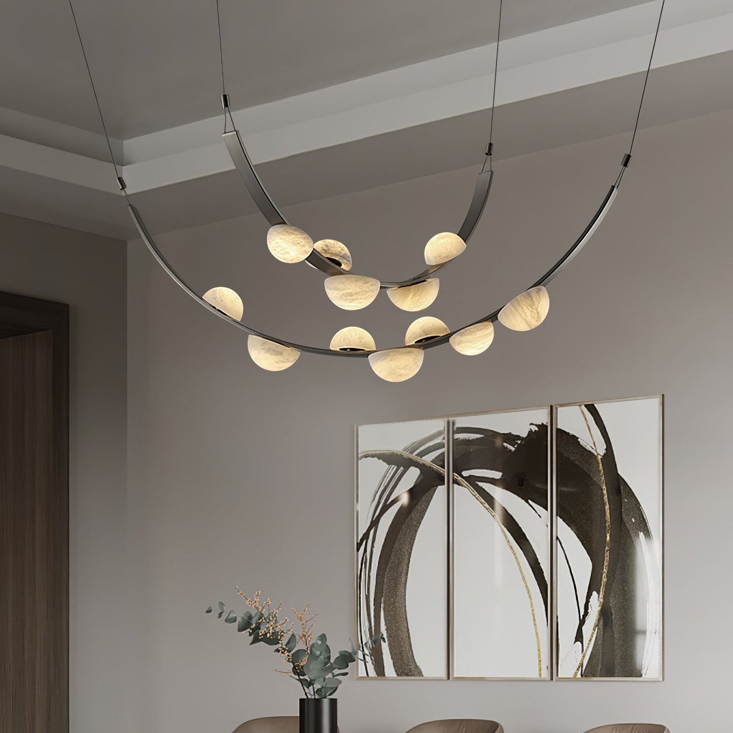 Dew Drops Alabaster Chandelier - Elegant Design with Adjustable Height