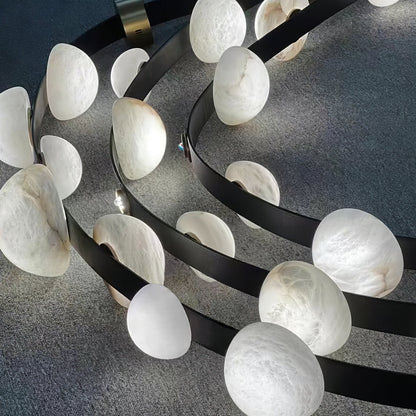 Dew Drops Alabaster Chandelier - Elegant Design with Adjustable Height