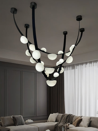 Dew Drops Alabaster Chandelier - Elegant Design with Adjustable Height