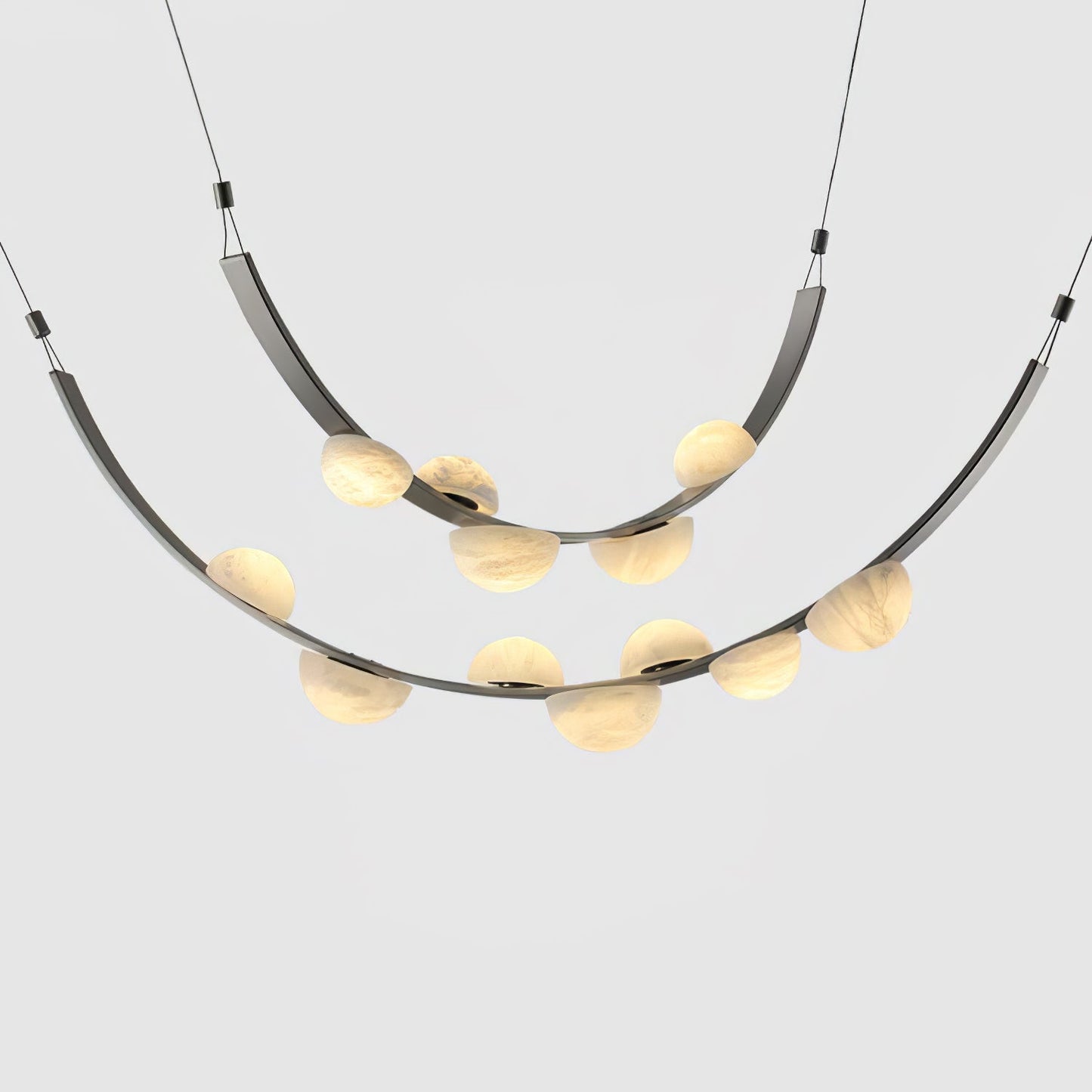 Dew Drops Alabaster Chandelier - Elegant Design with Adjustable Height