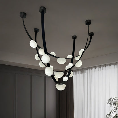 Dew Drops Alabaster Chandelier - Elegant Design with Adjustable Height