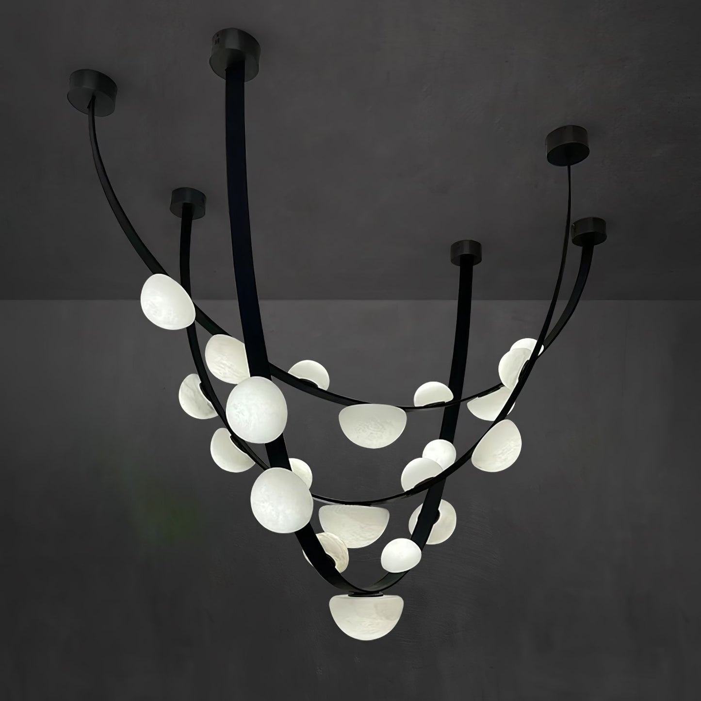 Dew Drops Alabaster Chandelier - Elegant Design with Adjustable Height