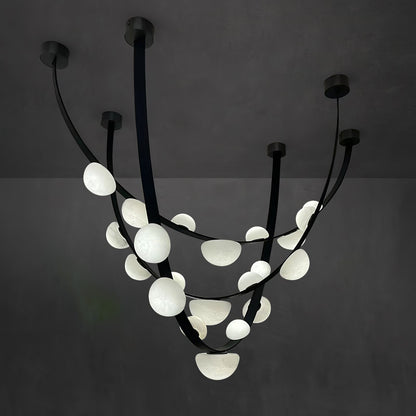 Dew Drops Alabaster Chandelier - Elegant Design with Adjustable Height