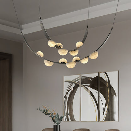 Dew Drops Alabaster Chandelier - Elegant Design with Adjustable Height