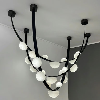 Dew Drops Alabaster Chandelier - Elegant Design with Adjustable Height