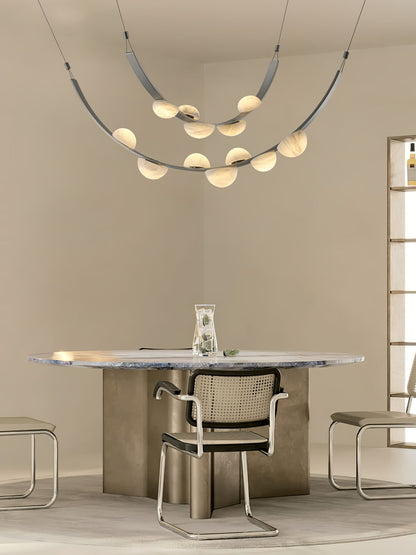 Dew Drops Alabaster Chandelier - Elegant Design with Adjustable Height