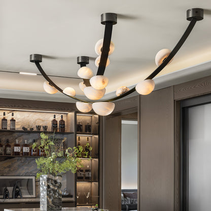 Dew Drops Alabaster Chandelier - Elegant Design with Adjustable Height