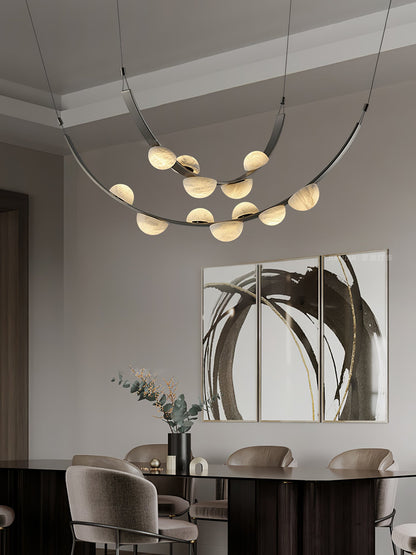Dew Drops Alabaster Chandelier - Elegant Design with Adjustable Height