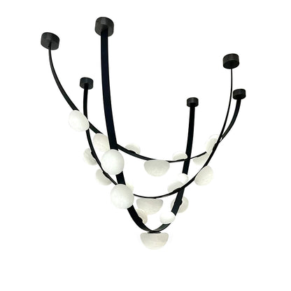 Dew Drops Alabaster Chandelier - Elegant Design with Adjustable Height