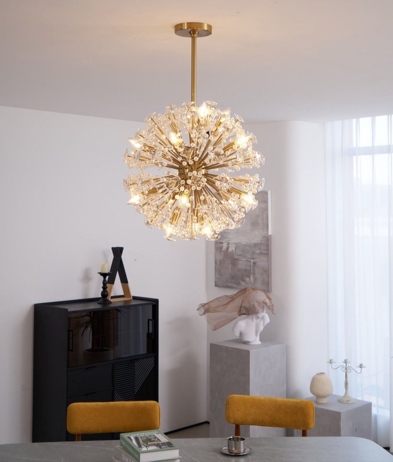 Dickinson Chandelier - Elegant Crystal Design with Adjustable Height