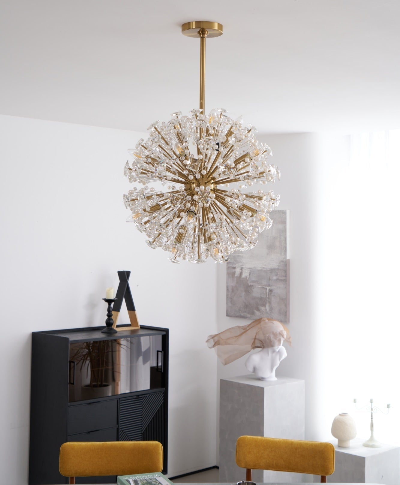 Dickinson Chandelier - Elegant Crystal Design with Adjustable Height