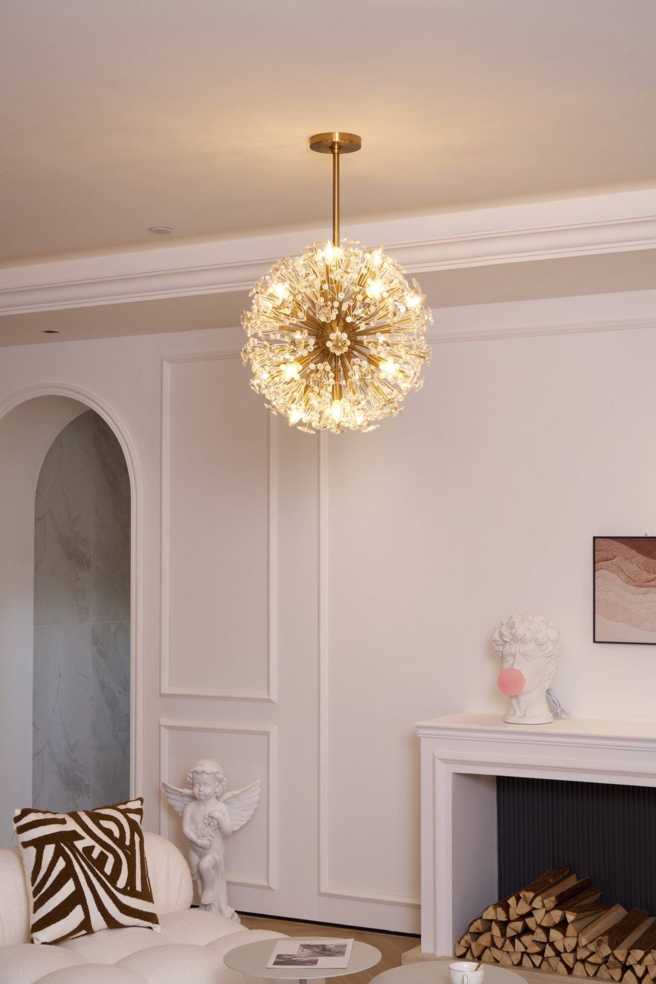 Dickinson Chandelier - Elegant Crystal Design with Adjustable Height