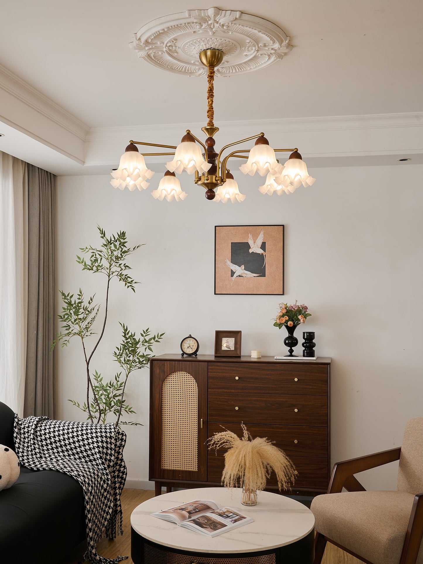 Elegant Crystal Chandelier with Adjustable Brightness and Energy-Effic