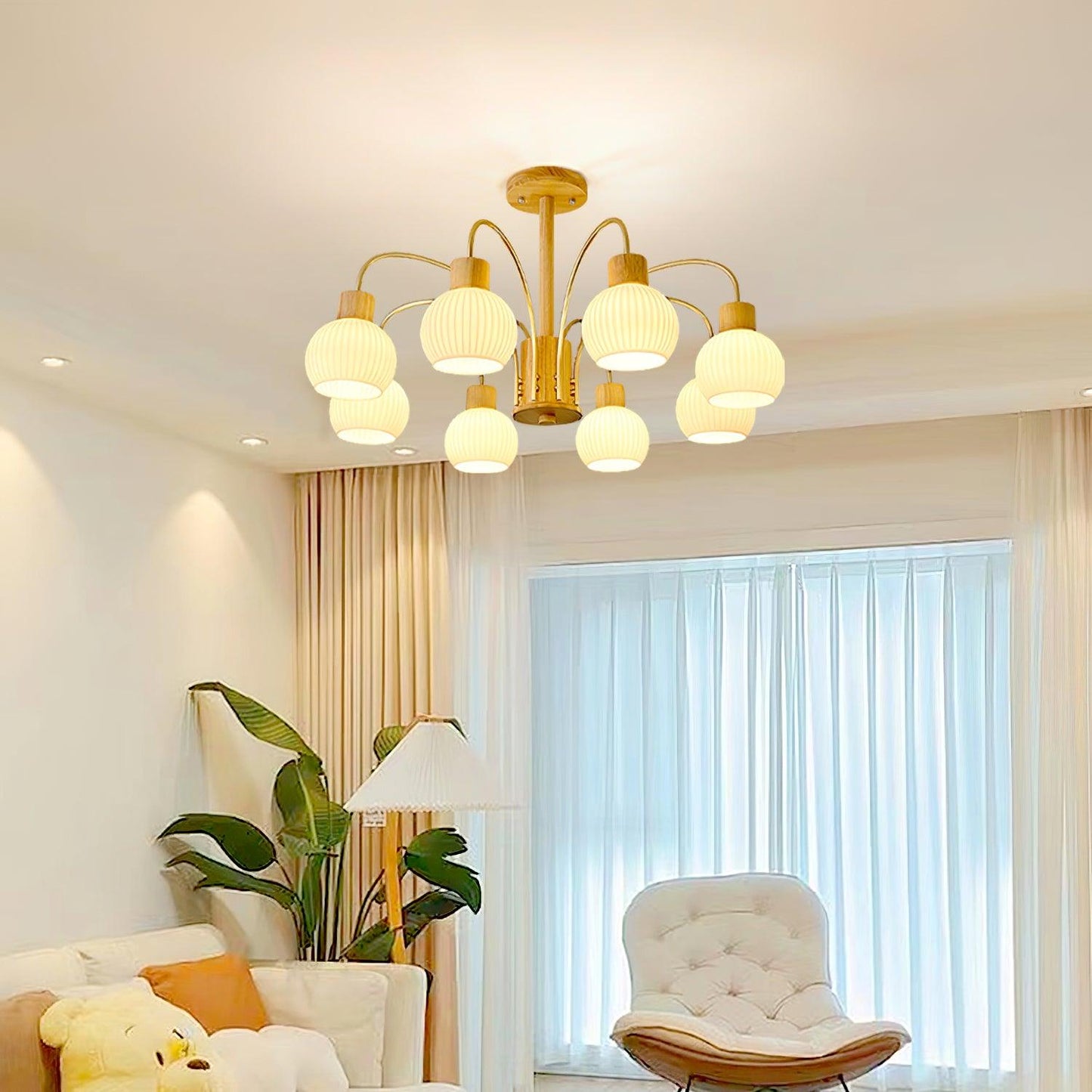 Donnelly Wooden Chandelier - Elegant Design with Adjustable Height & L