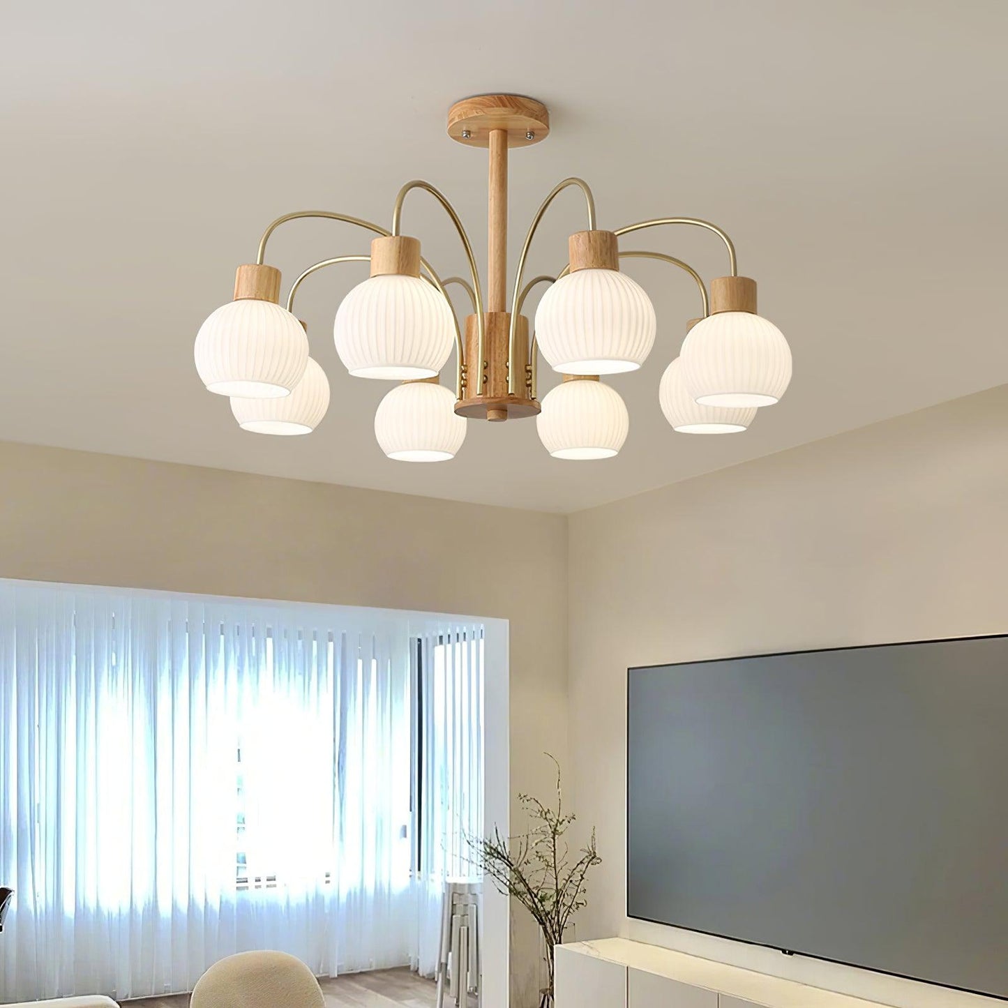Donnelly Wooden Chandelier - Elegant Design with Adjustable Height & L
