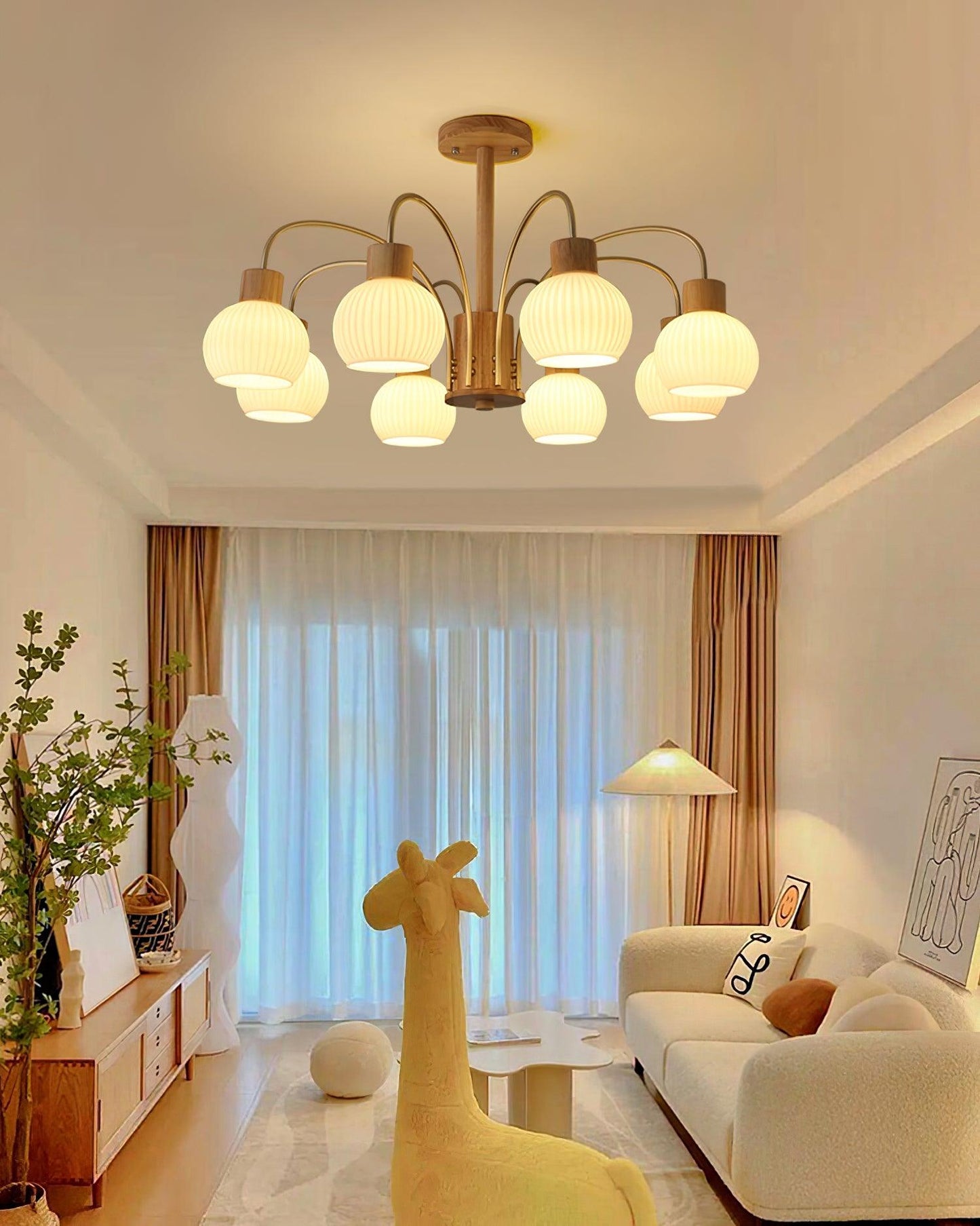 Donnelly Wooden Chandelier - Elegant Design with Adjustable Height & L