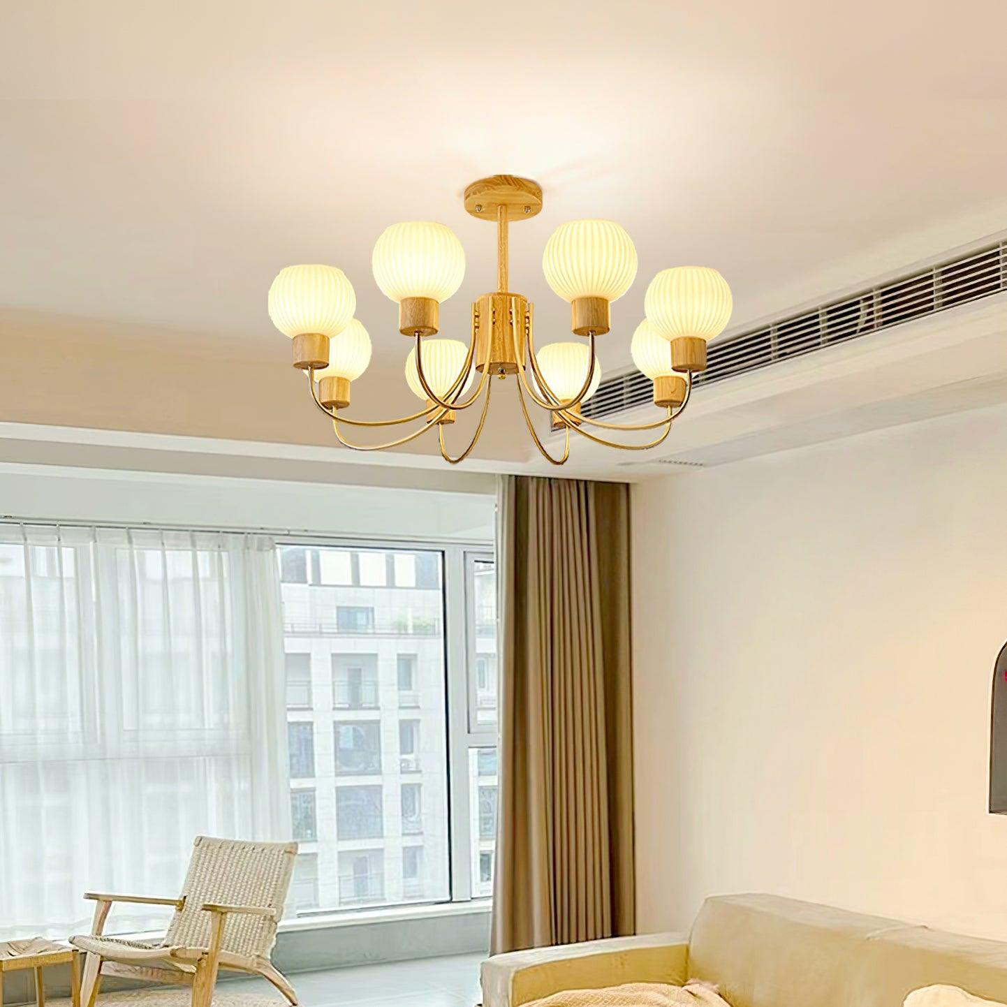 Donnelly Wooden Chandelier - Elegant Design with Adjustable Height & L