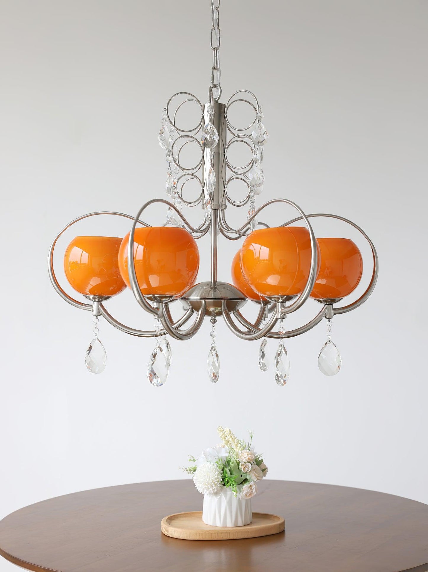 Doria Crystal Chandelier - Elegant Lighting with Adjustable Height & L