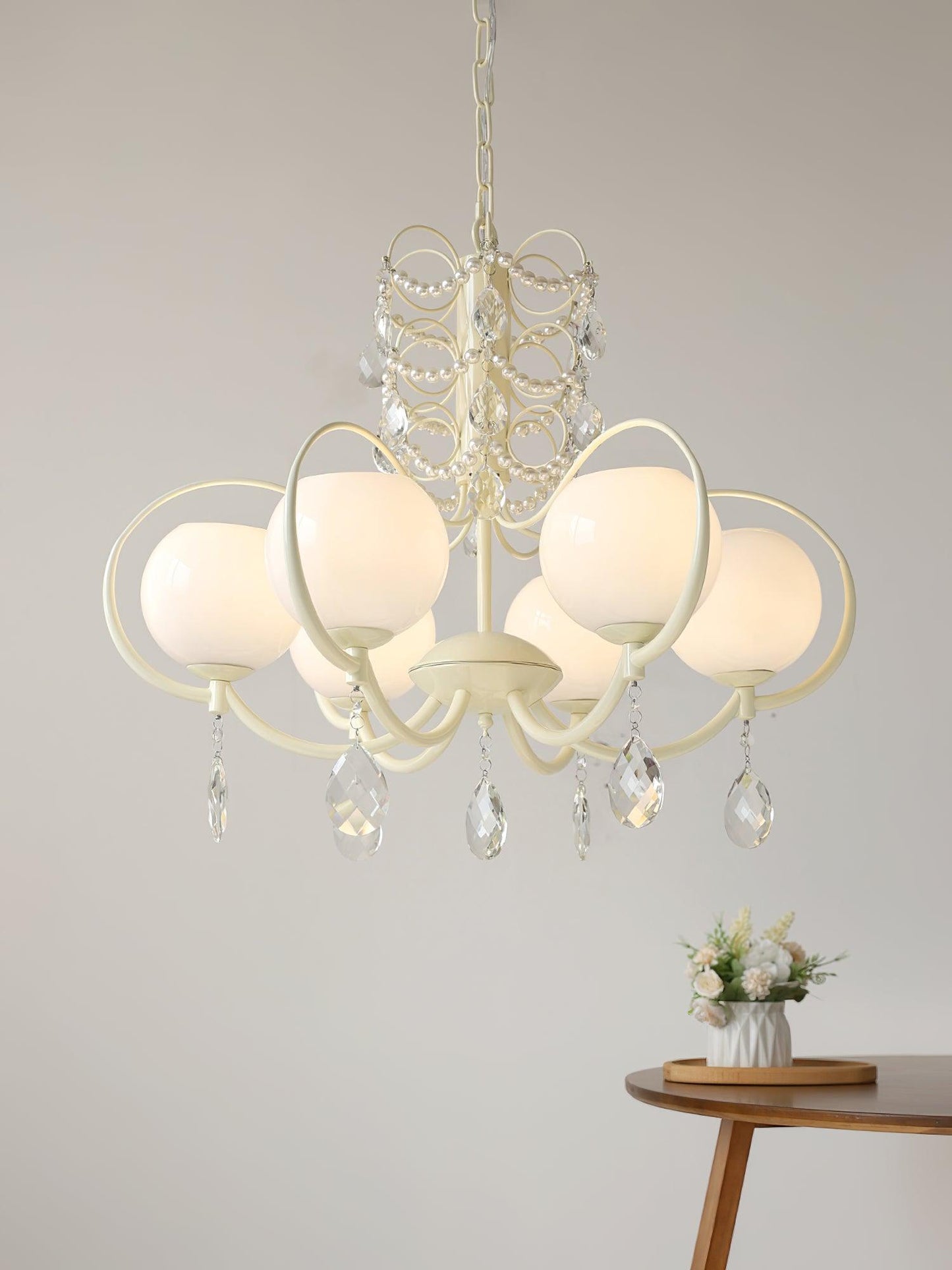 Doria Crystal Chandelier - Elegant Lighting with Adjustable Height & L