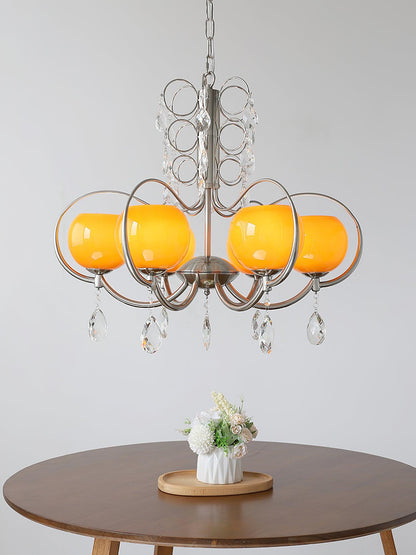 Doria Crystal Chandelier - Elegant Lighting with Adjustable Height & L