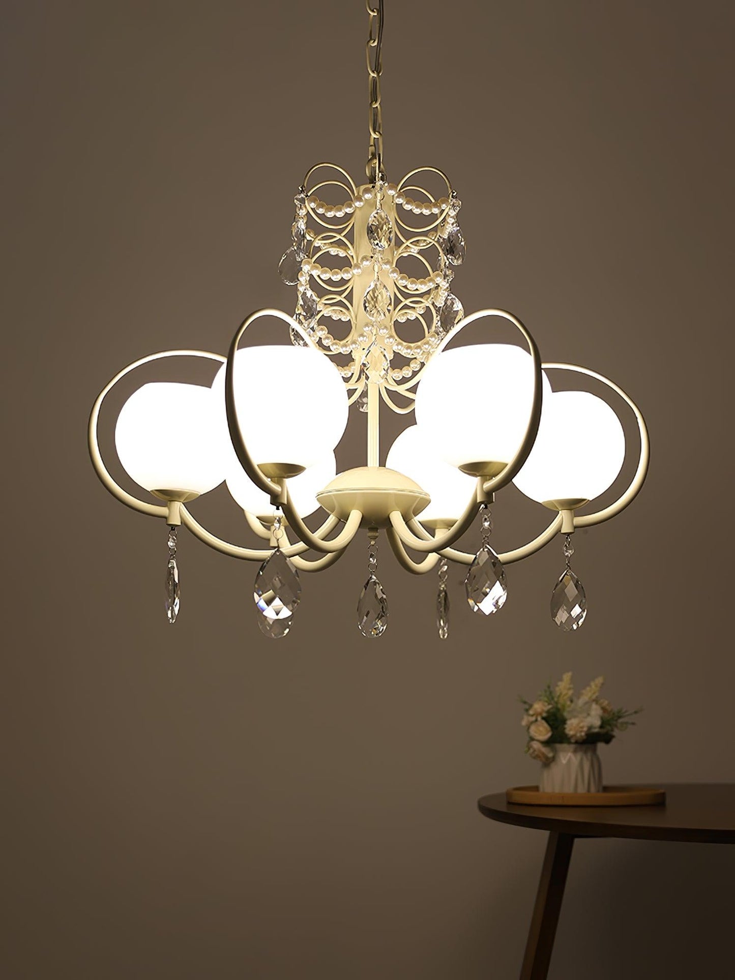 Doria Crystal Chandelier - Elegant Lighting with Adjustable Height & L