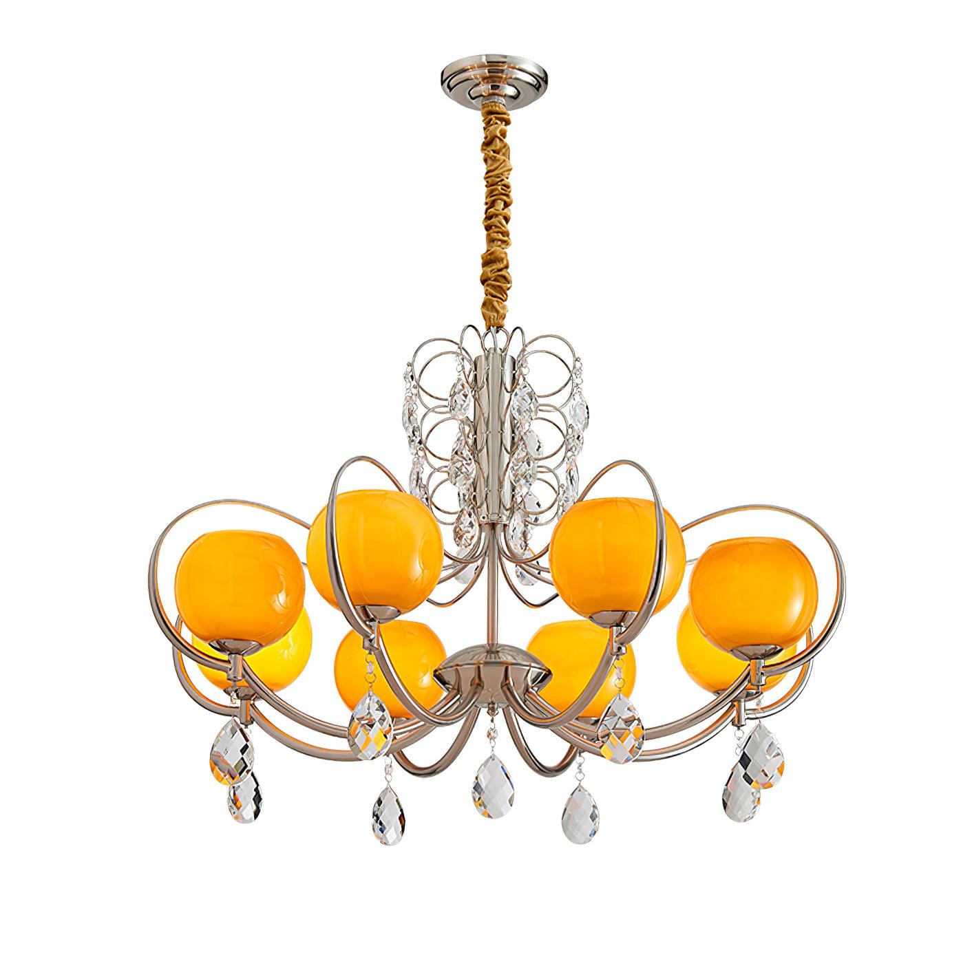 Doria Crystal Chandelier - Elegant Lighting with Adjustable Height & L