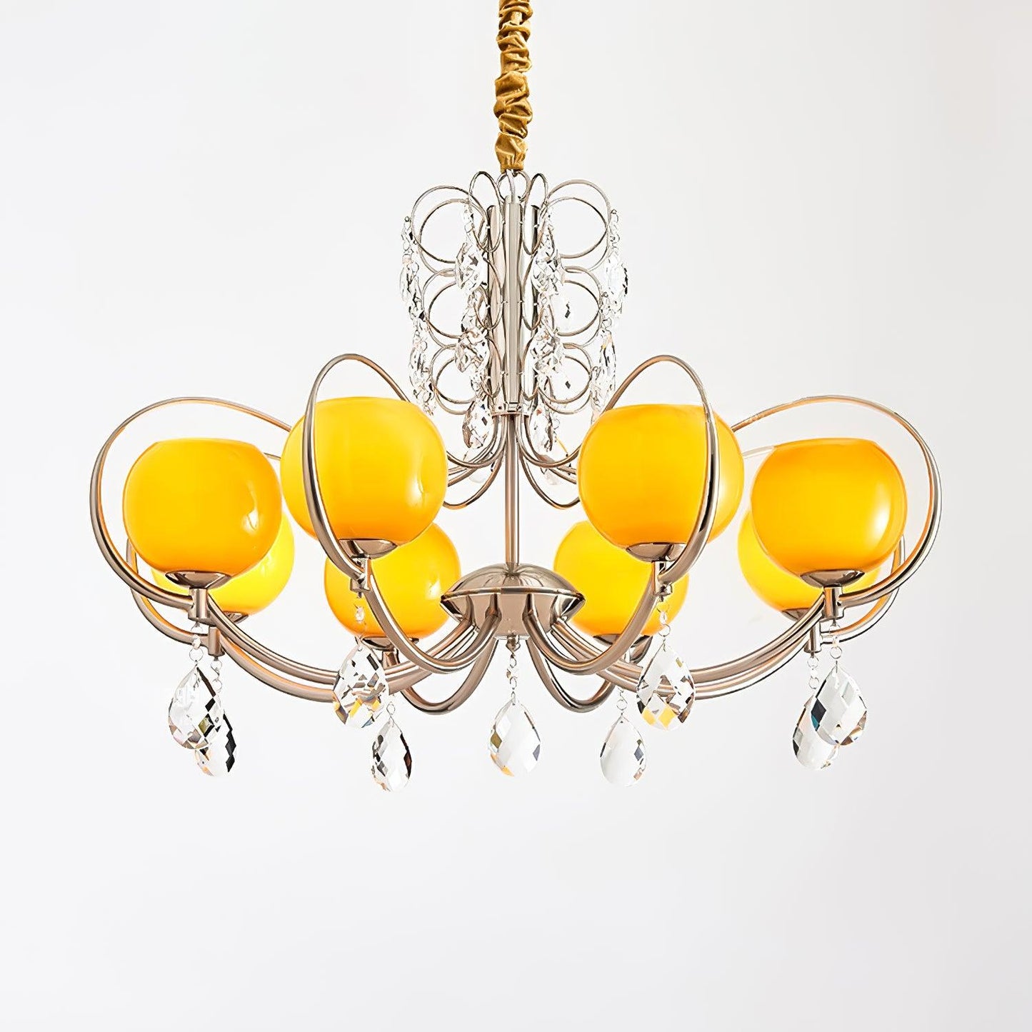 Doria Crystal Chandelier - Elegant Lighting with Adjustable Height & L