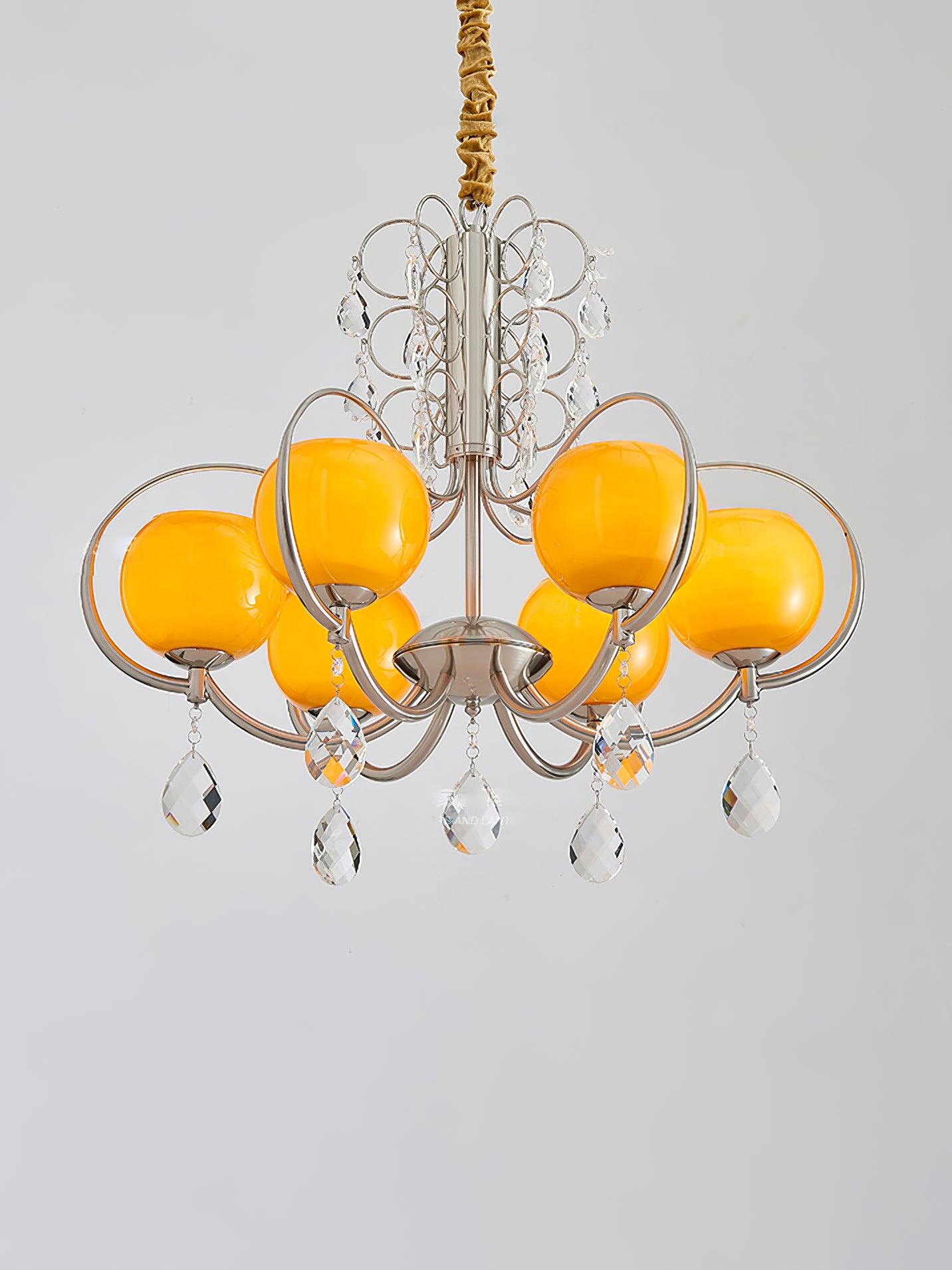 Doria Crystal Chandelier - Elegant Lighting with Adjustable Height & L