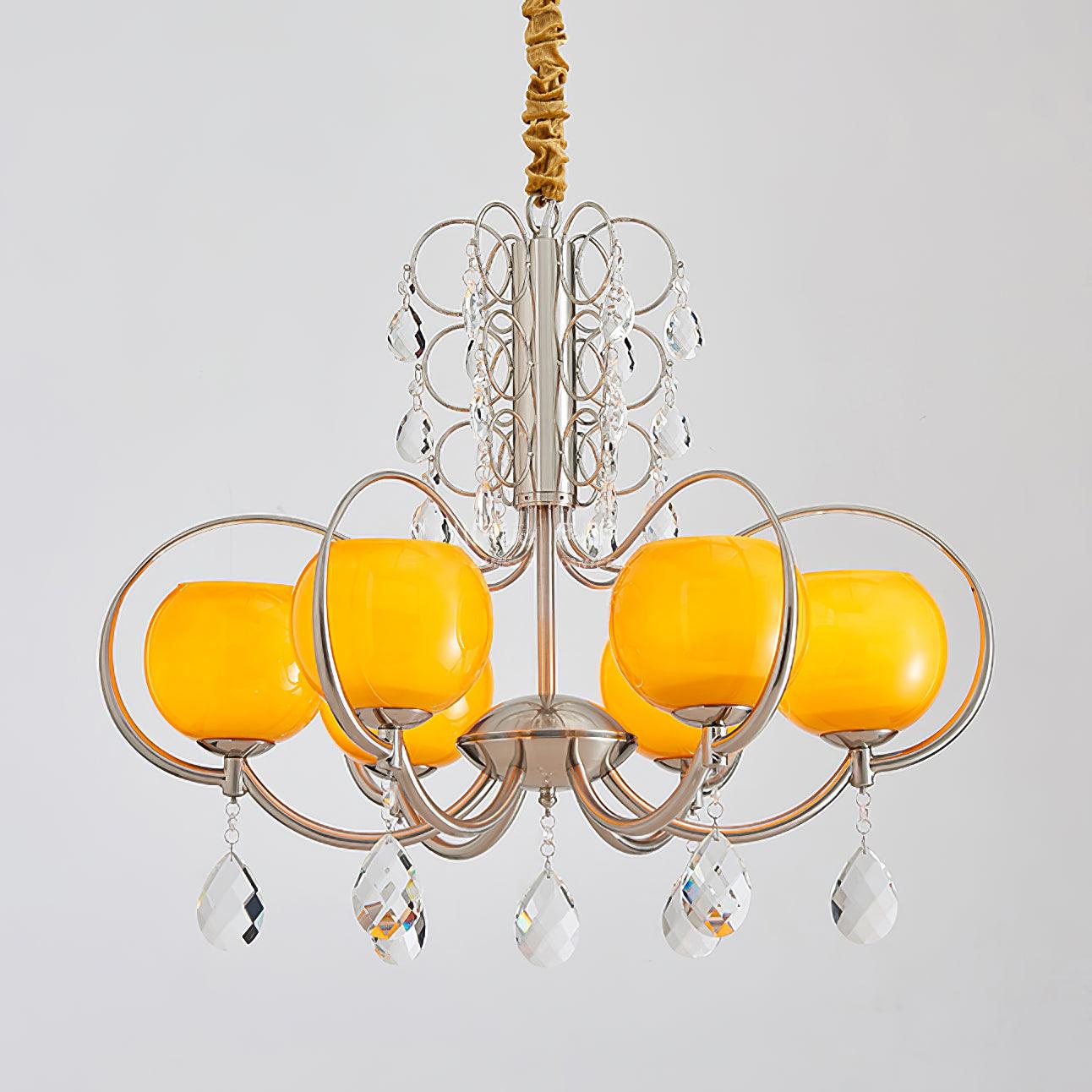 Doria Crystal Chandelier - Elegant Lighting with Adjustable Height & L