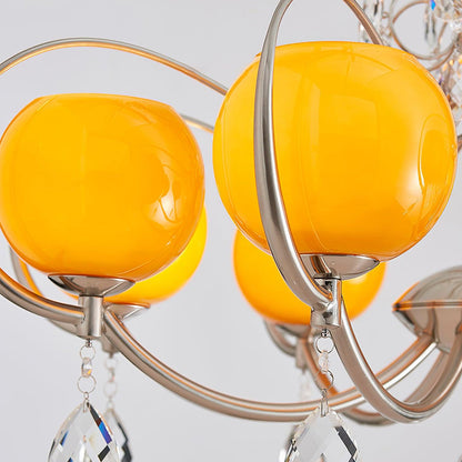 Doria Crystal Chandelier - Elegant Lighting with Adjustable Height & L