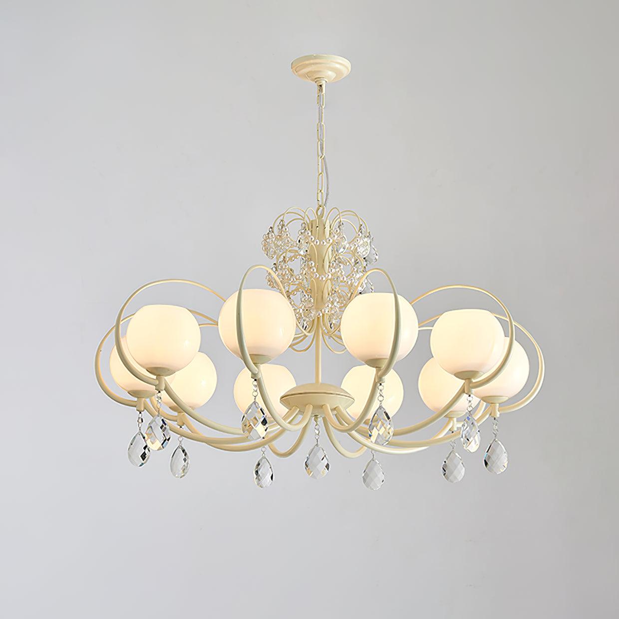 Doria Crystal Chandelier - Elegant Lighting with Adjustable Height & L
