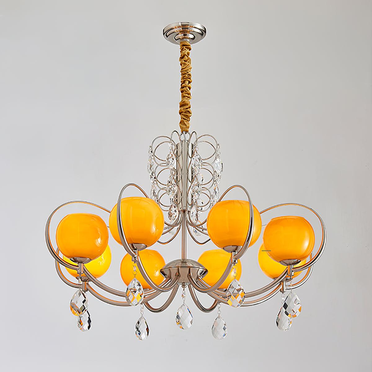Doria Crystal Chandelier - Elegant Lighting with Adjustable Height & L