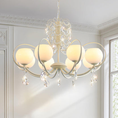 Doria Crystal Chandelier - Elegant Lighting with Adjustable Height & L