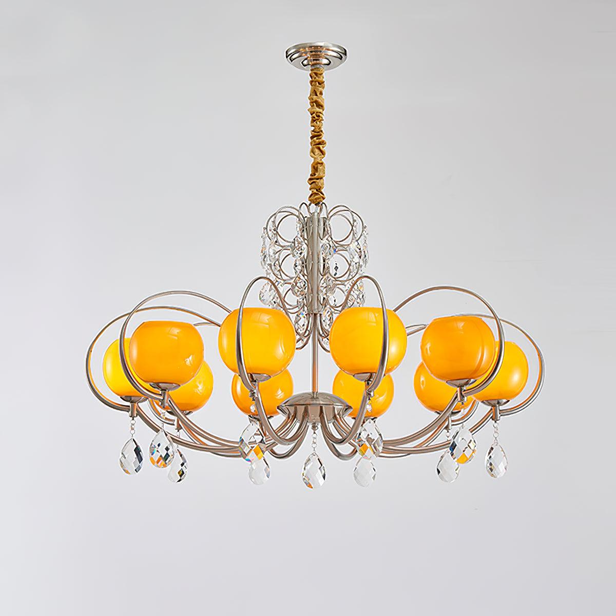 Doria Crystal Chandelier - Elegant Lighting with Adjustable Height & L