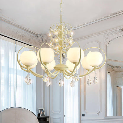 Doria Crystal Chandelier - Elegant Lighting with Adjustable Height & L