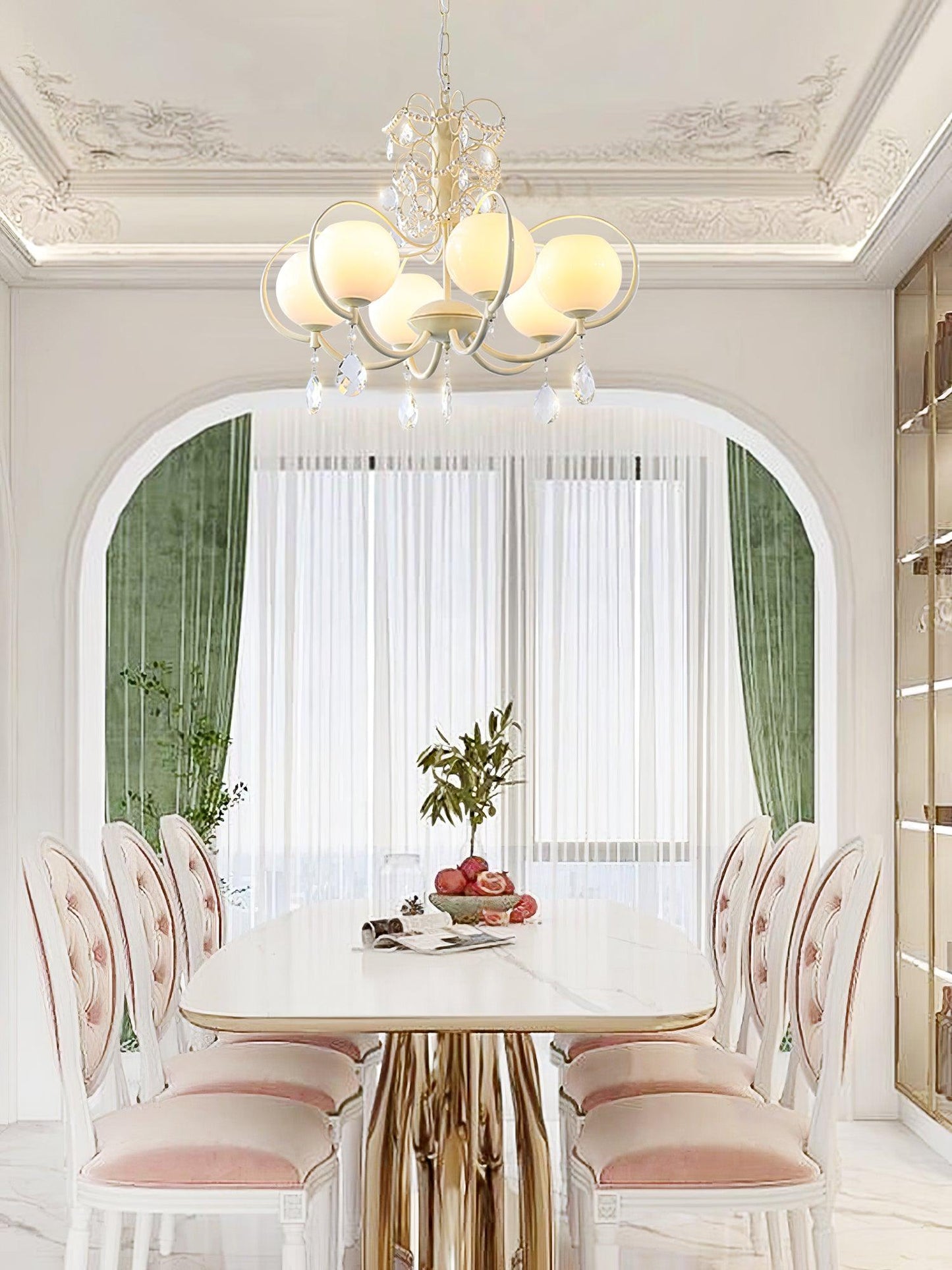 Doria Crystal Chandelier - Elegant Lighting with Adjustable Height & L