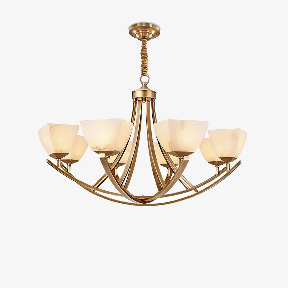 Dover Brass Chandelier - Elegant Design with Adjustable Height & LED C