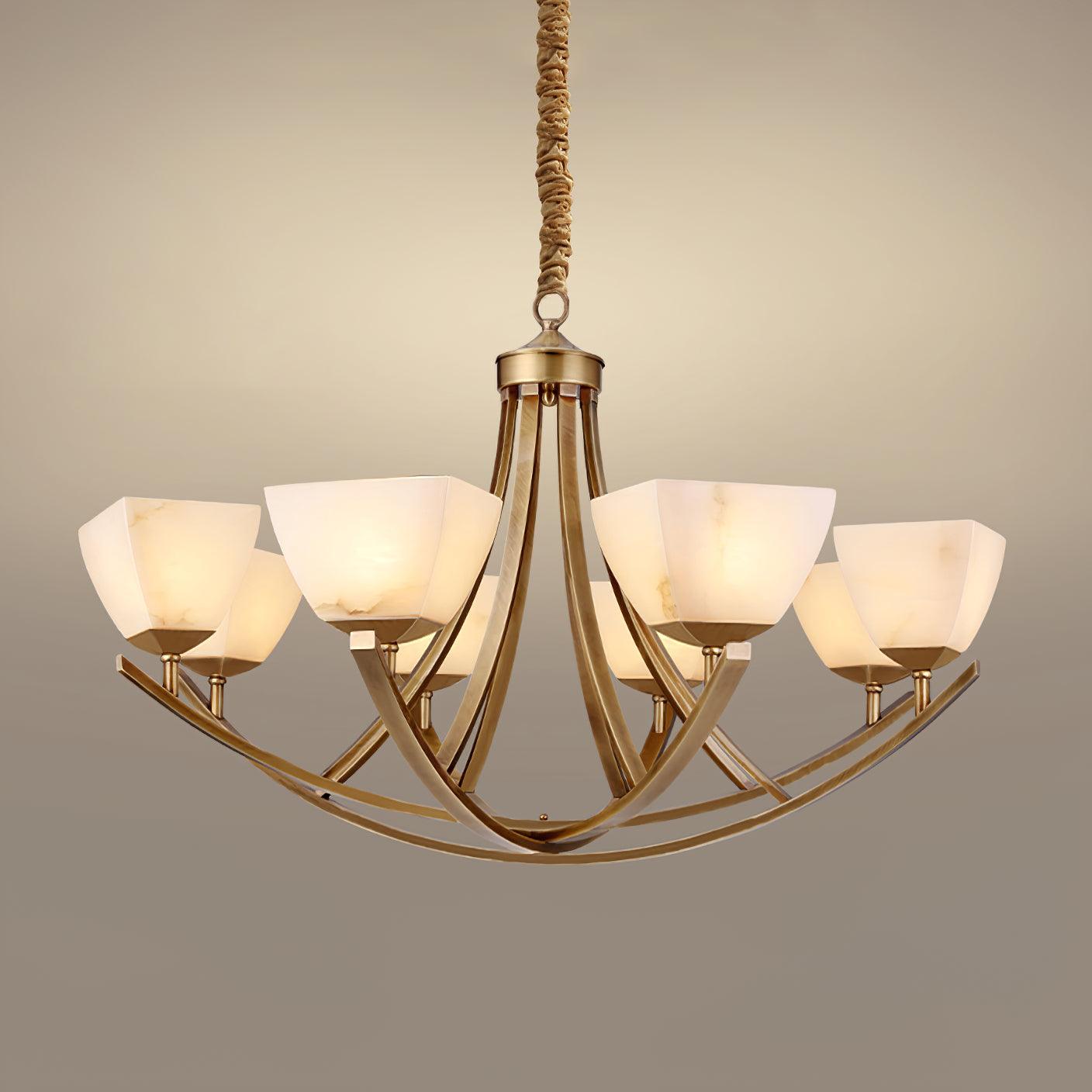 Dover Brass Chandelier - Elegant Design with Adjustable Height & LED C