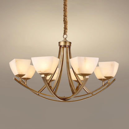 Dover Brass Chandelier - Elegant Design with Adjustable Height & LED C