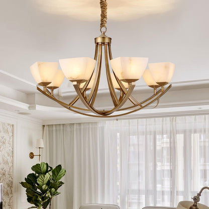 Dover Brass Chandelier - Elegant Design with Adjustable Height & LED C