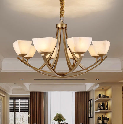 Dover Brass Chandelier - Elegant Design with Adjustable Height & LED C