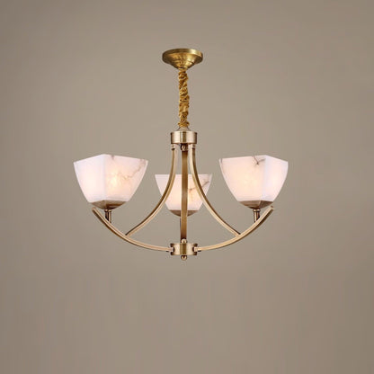Dover Brass Chandelier - Elegant Design with Adjustable Height & LED C