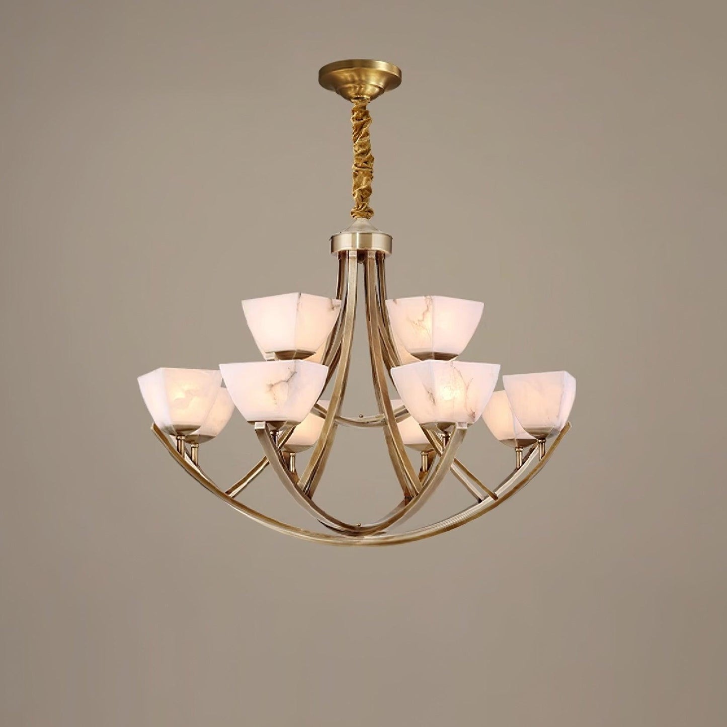 Dover Brass Chandelier - Elegant Design with Adjustable Height & LED C