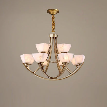 Dover Brass Chandelier - Elegant Design with Adjustable Height & LED C