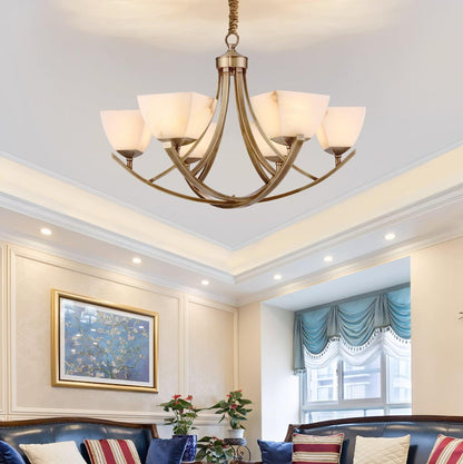 Dover Brass Chandelier - Elegant Design with Adjustable Height & LED C