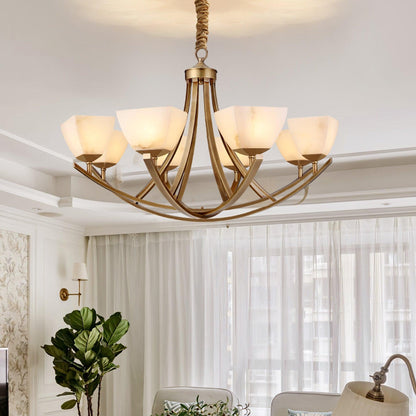 Dover Brass Chandelier - Elegant Design with Adjustable Height & LED C