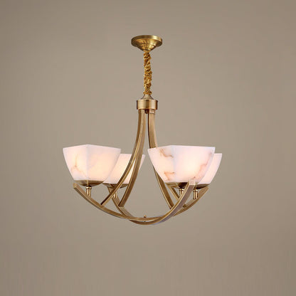 Dover Brass Chandelier - Elegant Design with Adjustable Height & LED C