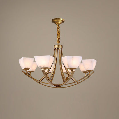 Dover Brass Chandelier - Elegant Design with Adjustable Height & LED C